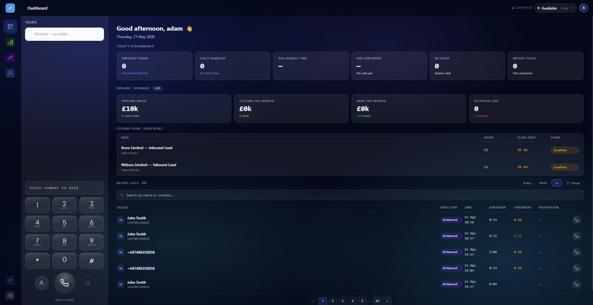 Voxcierge platform dashboard